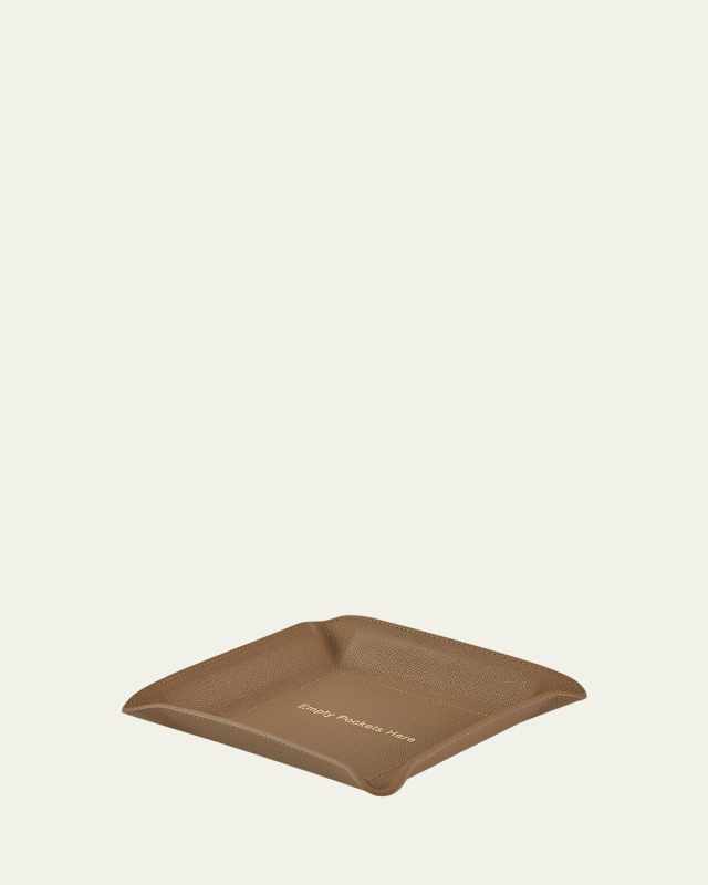 "Empty Pockets Here" Leather Valet Tray